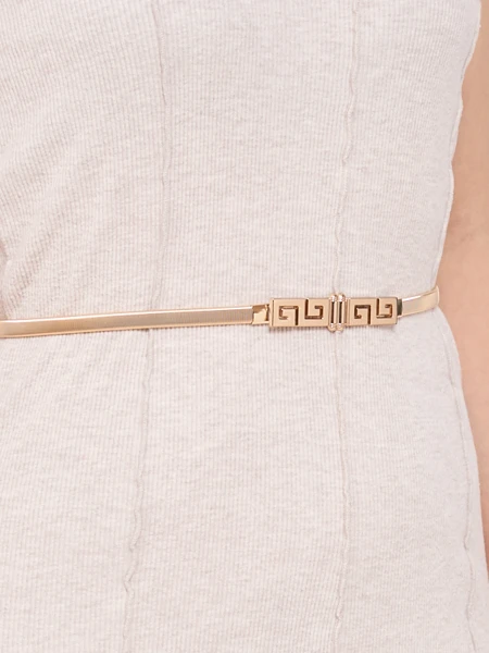 Złoty pasek metalowy damski Minerva Elegante z greckim motywem, 64-100 cm