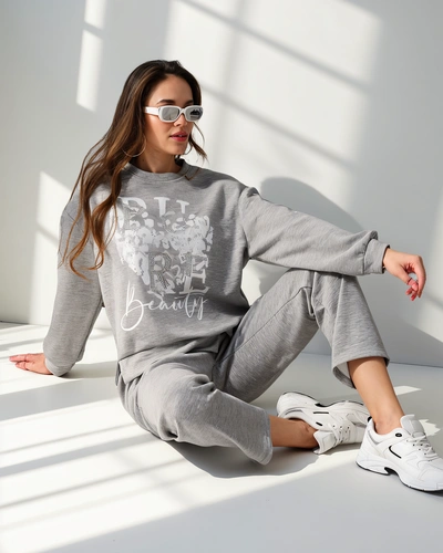 Royalfashion Wiskozowy damski komplet z printem