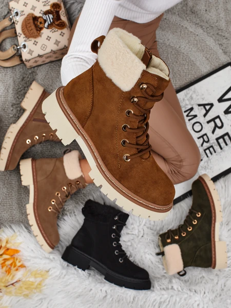 Damskie botki trapery z kożuszkiem Tessara