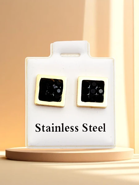 Royalfashion Kwadratowe kolczyki damskie z cyrkoniami