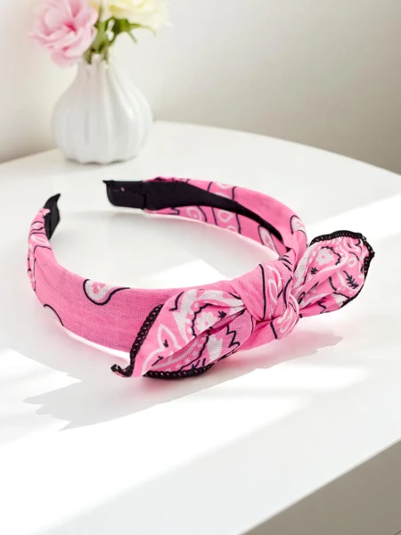 Royalfashion Wzorzysta opaska do włosów z kokardką Mila