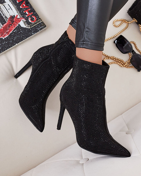 Royalfashion Damskie botki z cyrkoniami na szpilce Lekirisa