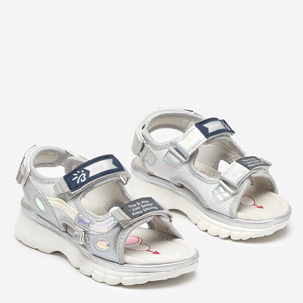 Сріблясті дитячі босоніжки з різнокольоровими вставками Meniko - Footwear