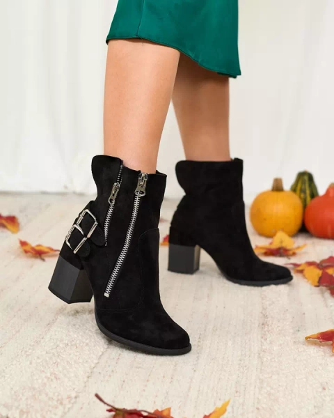 Royalfashion Damskie czarne botki ze zdobieniem Feirrgo