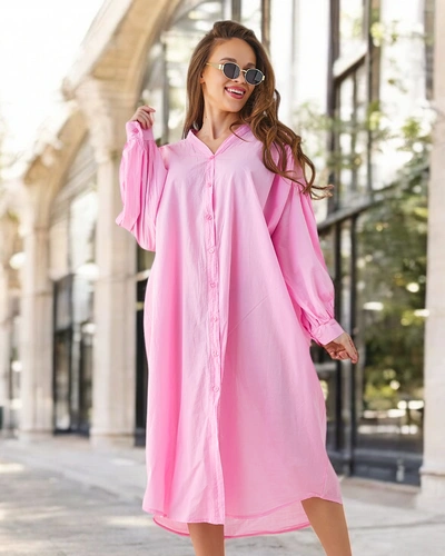 Royalfashion Bawełniana długa damska koszula a'la sukienka