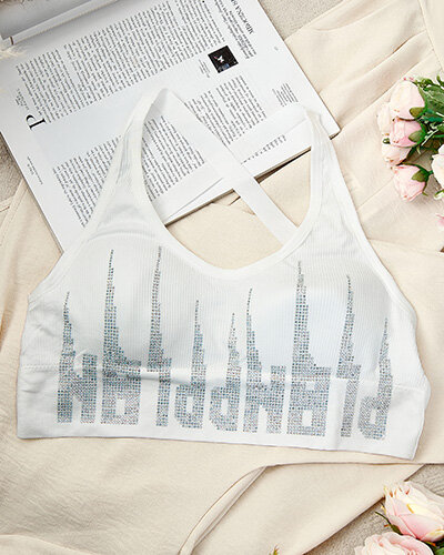 Royalfashion Damski biustonosz sportowy z cyrkoniami