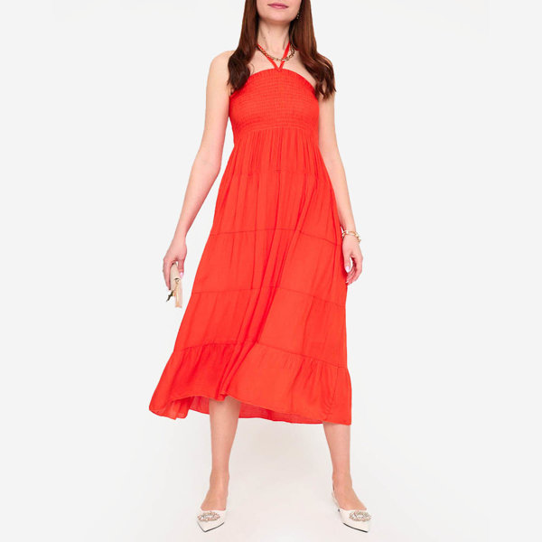 Royalfashion Pomarańczowa sukienka midi PLUS SIZE