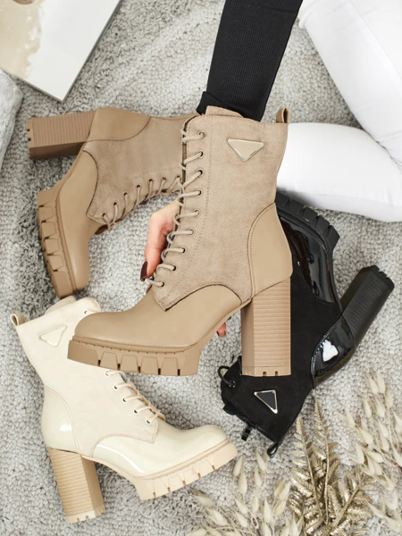 Botki damskie eko zamszowe na słupku Event Bramble