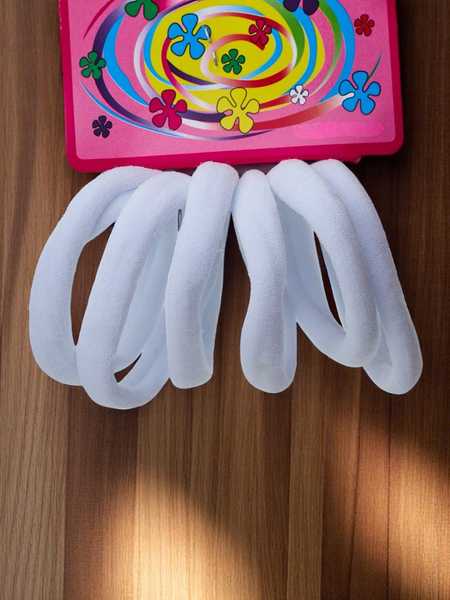 Royalfashion Zestaw 6 białych gumek do włosów Colora