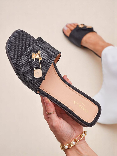 Royalfashion Klapki damskie słomiane Sandalie Aurelia