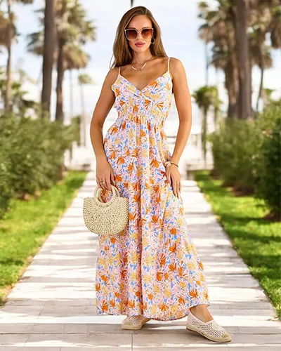 Royalfashion Bawełniana sukienka damska midi