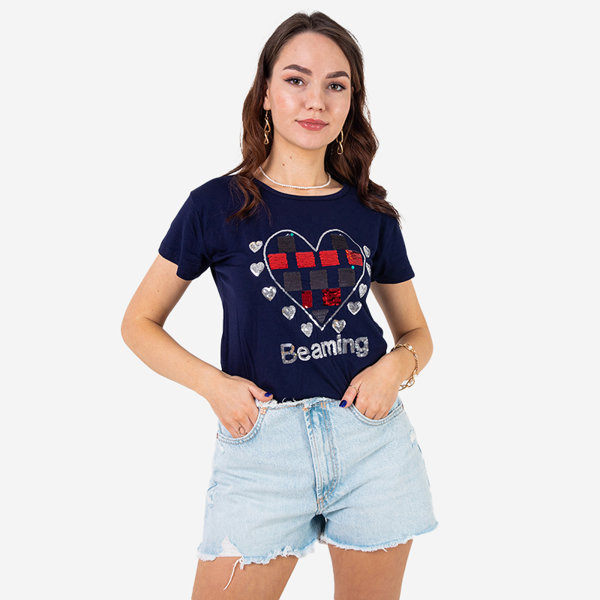 Royalfashion Granatowy damski t-shirt z printem