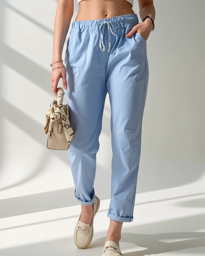 Royalfashion Bawełniane Proste spodnie damskie materiałowe