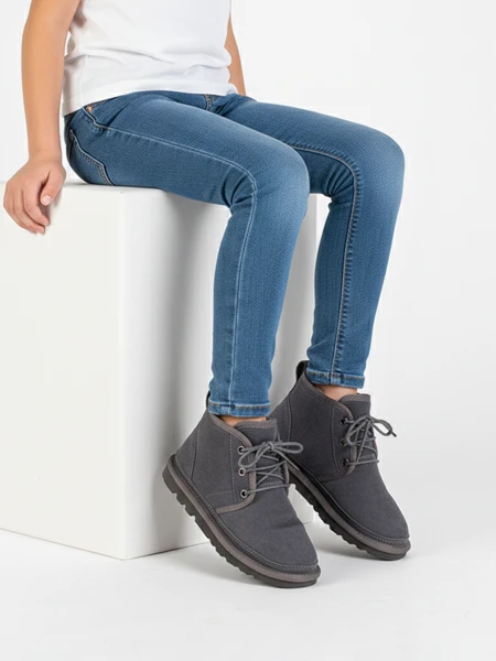 Botki Dziecięce Luna Gołębia Szara Skórzane Wygodne na Zimę