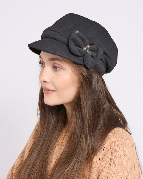 Royalfashion Beret damski z kokardką
