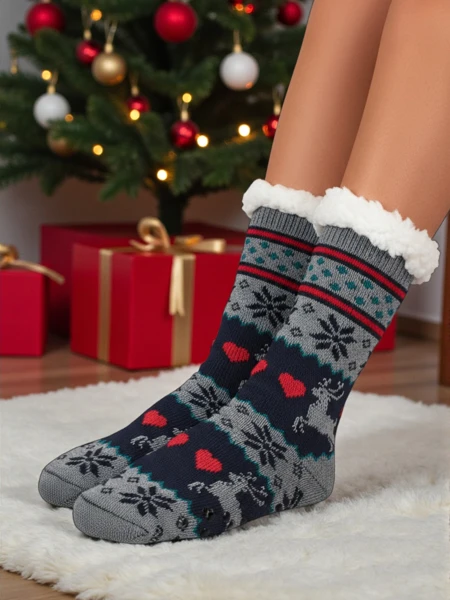 Ocieplane świąteczne damskie skarpetki CocoWarm