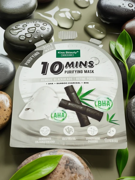 Maseczka do twarzy w płachcie Oczyszczajaca z Weglem Bambusowym