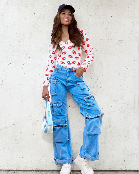 Royalfashion Damskie szerokie spodnie typu bojówki