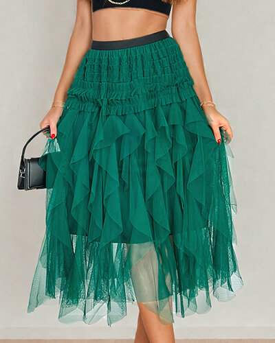 Royalfashion Жіноча двошарова спідниця міді