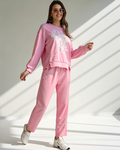 Royalfashion Wiskozowy damski komplet z printem