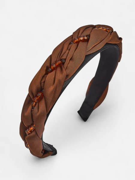 Royalfashion Opaska na włosy z plecionką w warkocz i perełkami