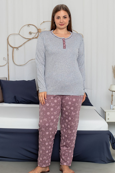 Royalfashion Bawełniana damska 2-częściowa piżama w motyle PLUS SIZE