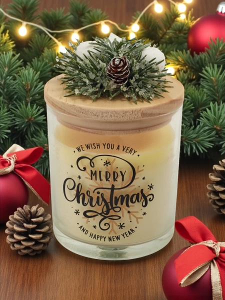 Świąteczna świeca zapachowa Merry Christmas Happy New Year