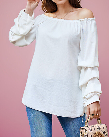 Royalfashion Bluzka damska a'la hiszpanka z falbankami