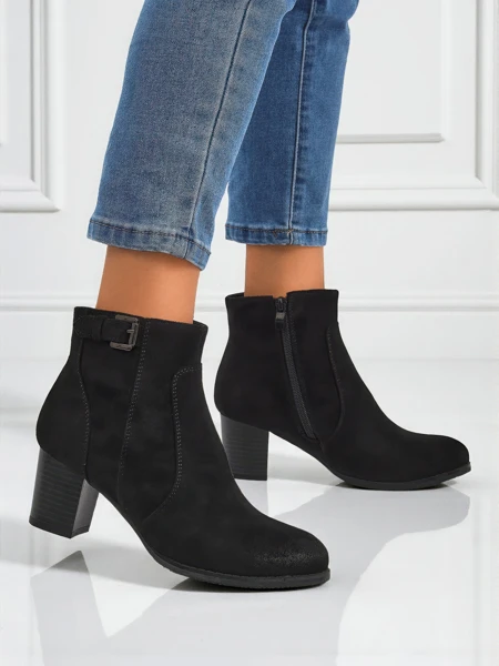 Botki damskie eko zamszowe na obcasie Crimson Dusk