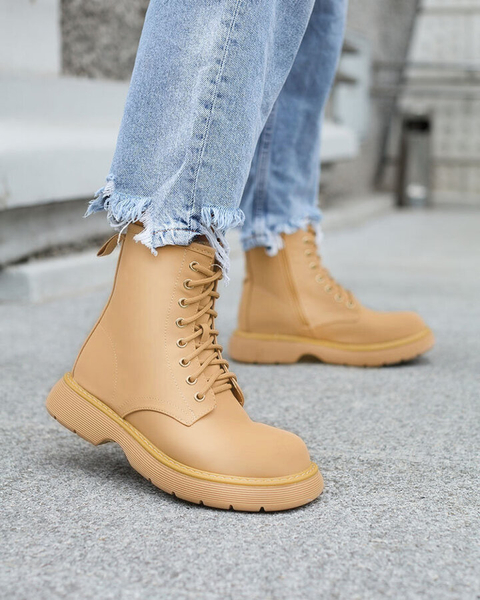 Royalfashion Matowe jasnobrązowe botki damskie Kucillo