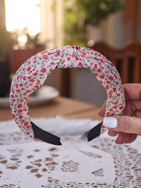 Royalfashion Opaska do włosów z kokardką w kwiatuszki Lilia