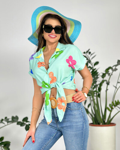 Royalfashion Krótka koszula damska w kwiaty