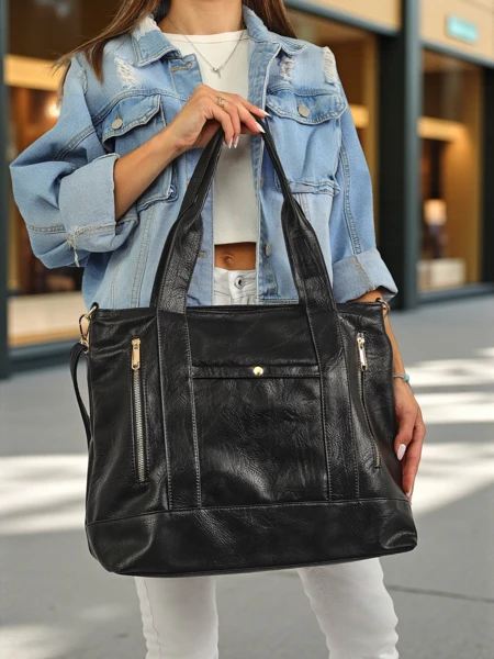 Royalfashion Duża torebka damska eko skórzana shopper CityGrid Tote