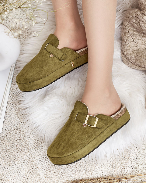 Royalfashion Kapcie damskie z kożuszkiem i klamrą Kajis