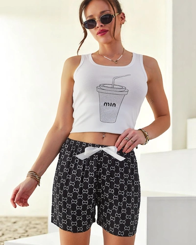 Royalfashion Bawełniane krótkie spodenki damskie z printem