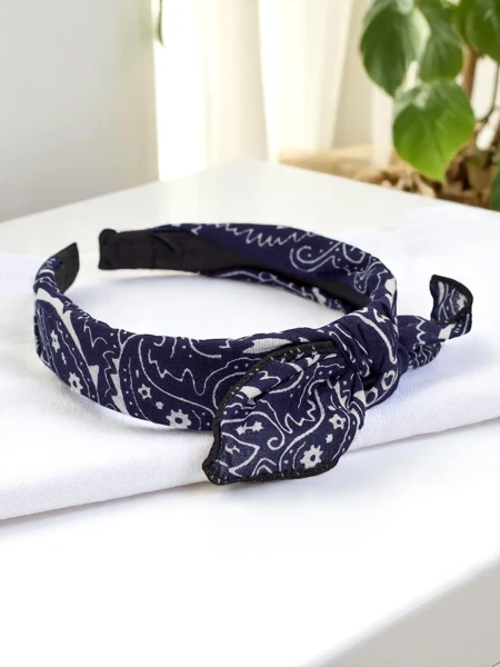 Royalfashion Wzorzysta opaska do włosów z kokardką Mila