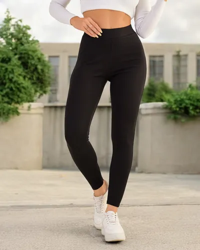 Royalfashion Bawełniane damskie legginsy z cyrkoniami