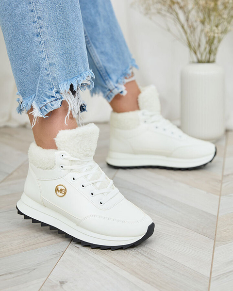 Royalfashion Buty sportowe damskie z ociepleniem w kolorze białym Cerrto