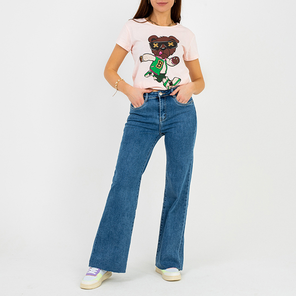 Royalfashion Damska różowa koszulka z nadrukiem