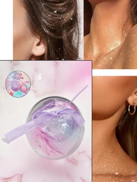 Rozświetlacz do twarzy w postaci miekkiej, puszystej kulki