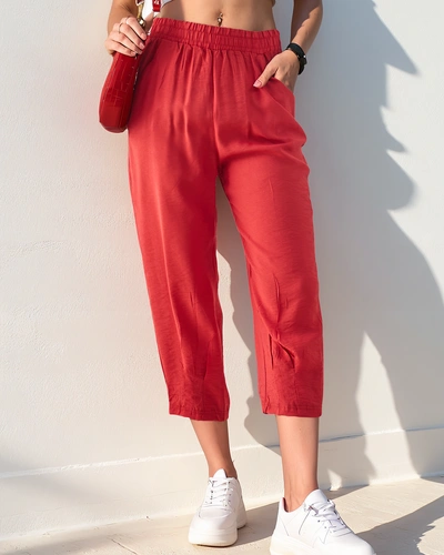 Royalfashion Proste spodnie damskie materiałowe 7/8