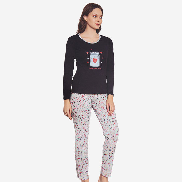 Royalfashion Granatowo-szara świąteczna damska 2-częściowa piżama z nadrukiem