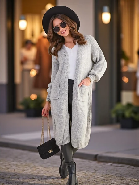 Royalfashion Dzianinowy damski sweter typu narzutka