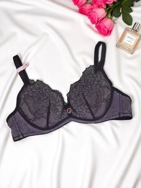 Royalfashion Damski biustonosz push- up z koronką Romance Push-Up