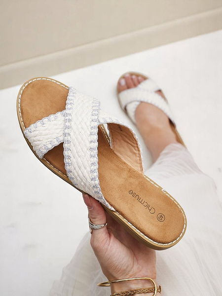 Royalfashion Damskie klapki z plecionymi paseczkami Bornes