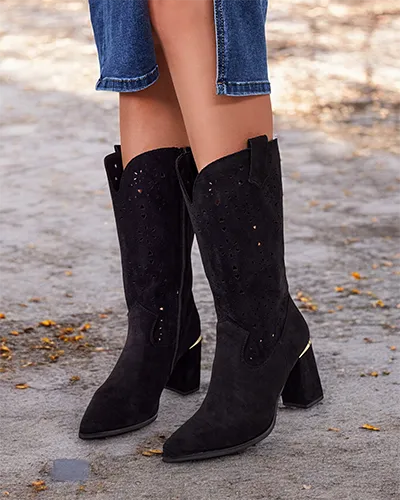 Royalfashion Ażurowe botki na słupku Evolle