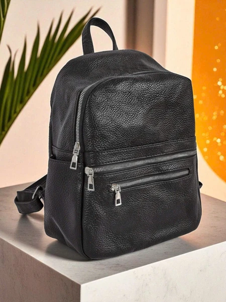 Плетений Жіночий Рюкзак AURELIA by Królewska Moda з Екошкіри Чорний