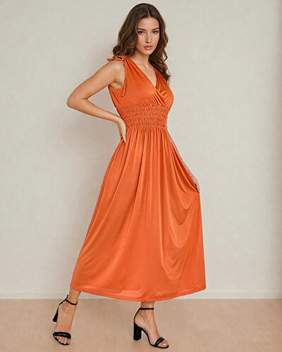 Royalfashion Gładka damska sukienka midi