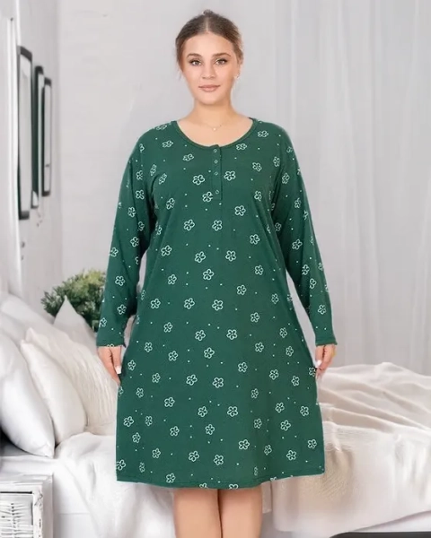 Royalfashion Bawełniana koszula nocna z printem PLUS SIZE
