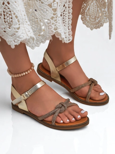 Royalfashion Damskie sandały z ozdobnymi cyrkoniami Bella Shine